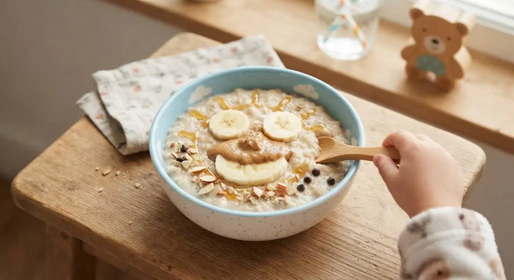 Banana Honey Almond Butter Porridge For Kids